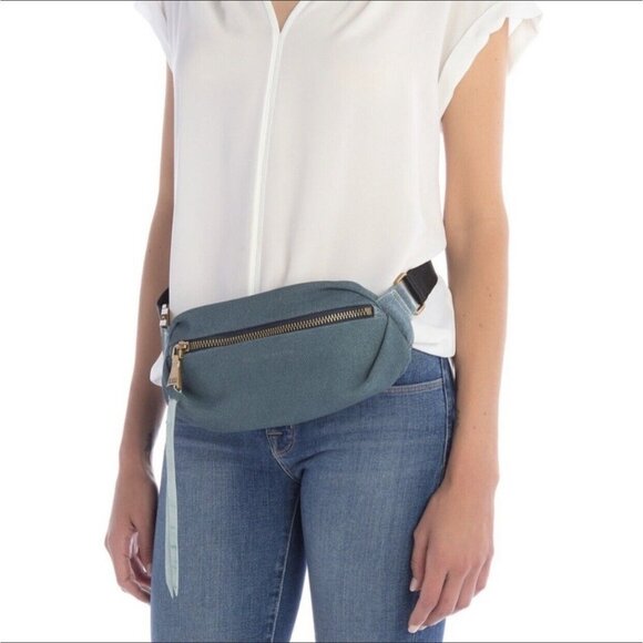 Aimee Kestenberg Leather Milan Bum Bag Fanny Pack Belt Bag Dark Denim - Picture 2 of 12